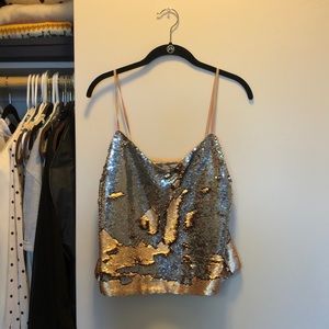 ZAR mermaid sequin top in rose gold